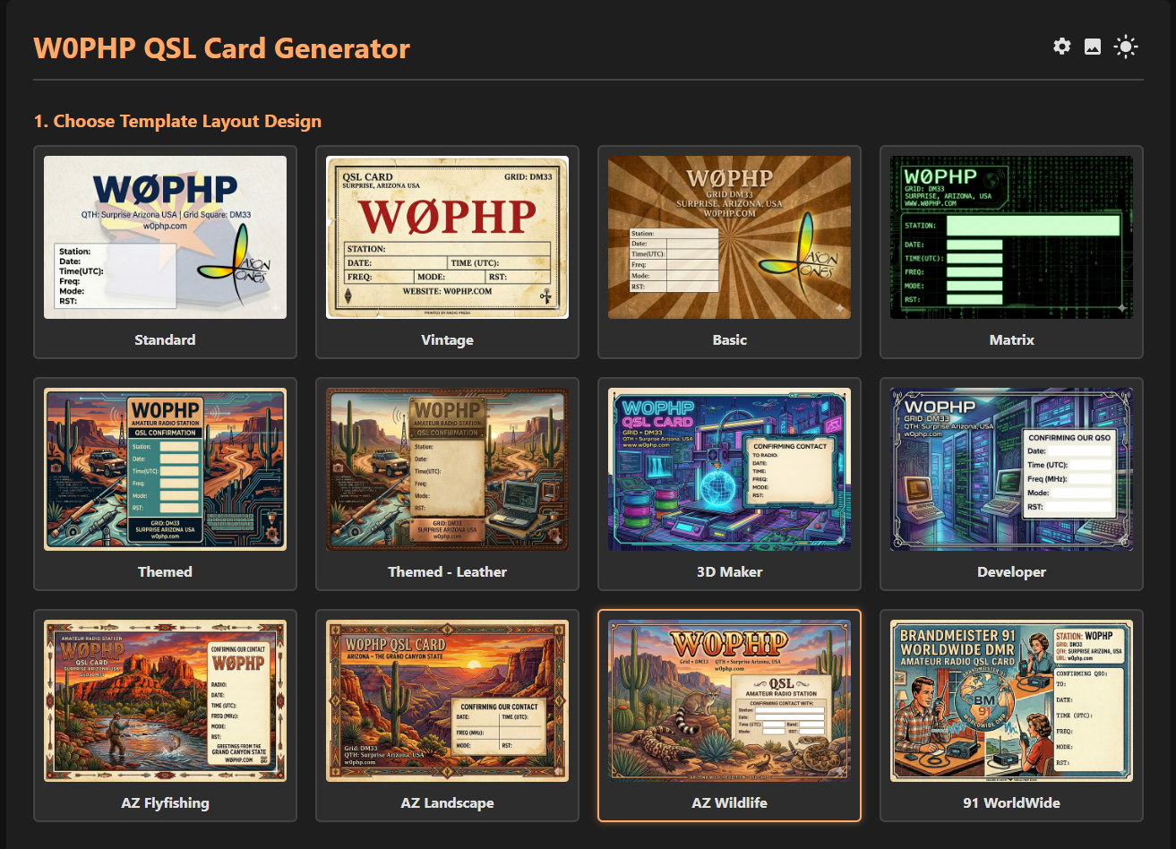 W0PHP Output QSL Card Sample Frame